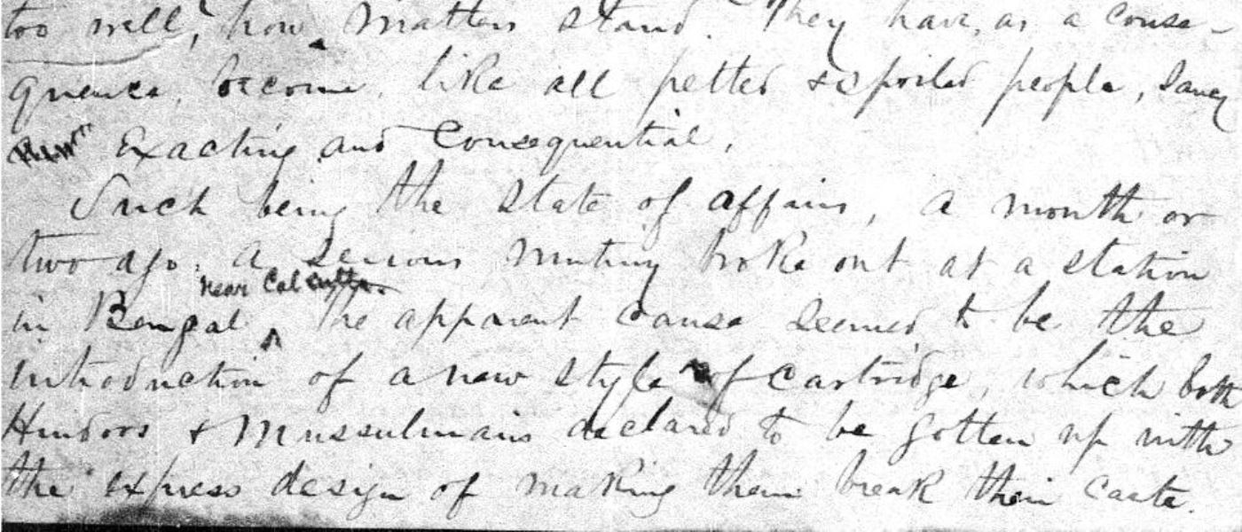 Barnes, G. O. India Letters Lodiana Or Upper Mission 1857-1858, Vol. 8: Lahore - First Story Of The Mutiny Of 1857. A Very Racy Description Of The Activities Following The Rebellion Of The Activities Following The Rebellion Of The First Sepoy Regiment. Missionaries Remove To Fort - Two Miles Away--Waiting--Not Knowing What May Come. Hear Of Massacre At Delhi -- Rumor. 16 May 1857. MS Evangelism in India: Correspondence of the Board of Foreign Missions, 1833-1910. Presbyterian Historical Society. Archives Unbound, link.gale.com/apps/doc/SC5104872909/GDSC?u=asiademo&sid=bookmark-GDSC&xid=dde7dc07&pg=2.!''