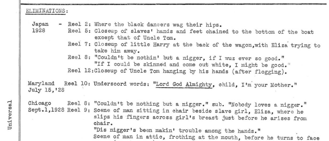 Pollard, Harry. Uncle Tom's Cabin (Universal Pictures, 1927). 1927. MS Hollywood, Censorship, and the Motion Picture Production Code, 1927-1968. Margaret Herrick Library. Archives Unbound, link.gale.com/apps/doc/SC5106188386/GDSC?u=asiademo&sid=bookmark-GDSC&xid=d9df8607&pg=25.