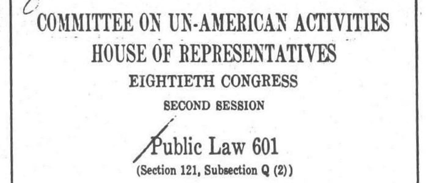 House Un-American Activities Committee, Feb 24, 1952 - Apr 29, 1952. February 24, 1952 - April 29, 1952. MS FBI File: House Committee on Un-American Activities. Federal Bureau of Investigation Library. Archives Unbound, link.gale.com/apps/doc/SC5113279175/GDSC?u=asiademo&sid=bookmark-GDSC&xid=65bf639f&pg=47.