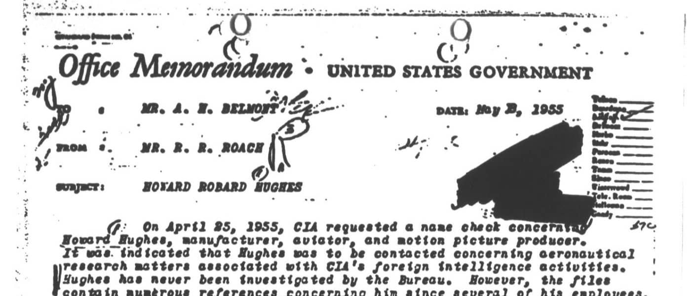 FBI File: 62-99801. August 1947 - December 1977. MS FBI File: Howard Hughes. Federal Bureau of Investigation Library. Archives Unbound, link.gale.com/apps/doc/SC5113883286/GDSC?u=asiademo&sid=bookmark-GDSC&xid=5cfa7824&pg=45.!''