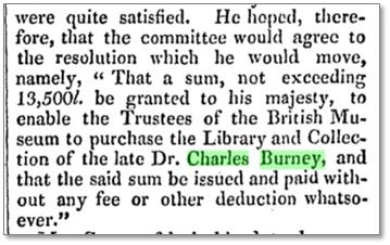 バーニー旧蔵書の購入についての英国議会での議論（ハンサード『英国議会討議録』1818年5月4日より）