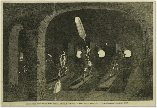 水晶宮のためのガラス製造（『ILN』1850年12月21日号より）