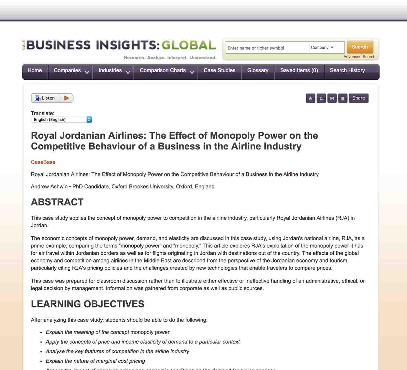 Business Insights Global Case Study