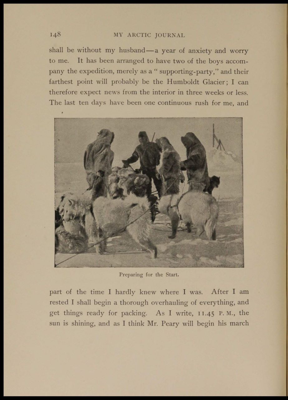 Peary, Josephine Diebitsch, and Robert Edwin Peary. My Arctic journal: a year among ice-fields and Eskimos: by Josephine Diebitsch-Peary; with an account of the great white journey across Greenland, by Robert E. Peary. The Contemporary Publishing Company, 1893. Women's Studies Archive, https://link-gale-com.ezproxyberklee.flo.org/apps/doc/QMTVHH323807754/WMNS?u=webdemo&sid=WMNS&xid=ca76ca1e&pg=4